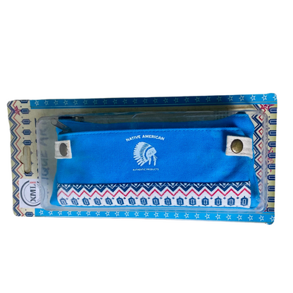 Native American Inspired Blue Canvas Pouch with Star Charm