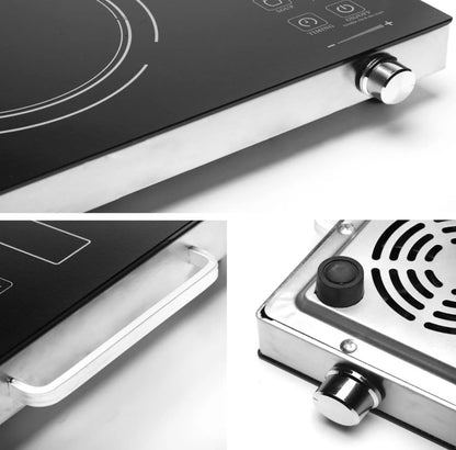 3500W Single Infrared Ceramic Hot Plate for Cooking, with Adjustable Temperature & Stay Cool Handles, Suitable for Office/Home/Camp Use, Compatible for All Cookwares, (BLACK-E)
