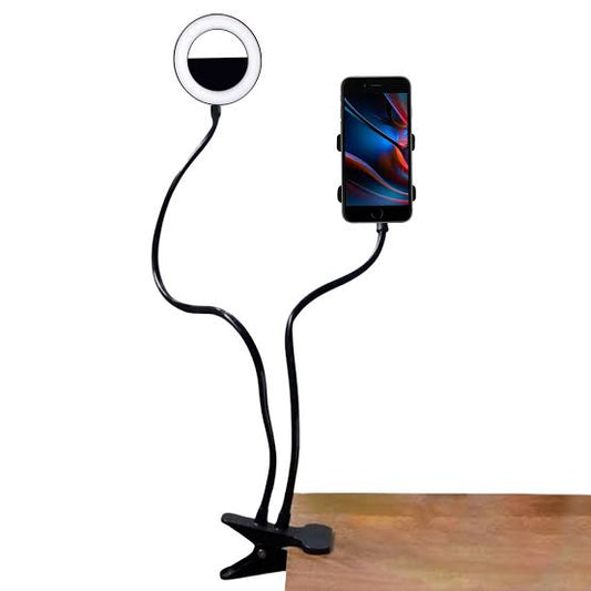 Ring Light & Smart Phone Holder Clip Stand Professional 2-in-1 Selfie Ring Light With Phone Mount