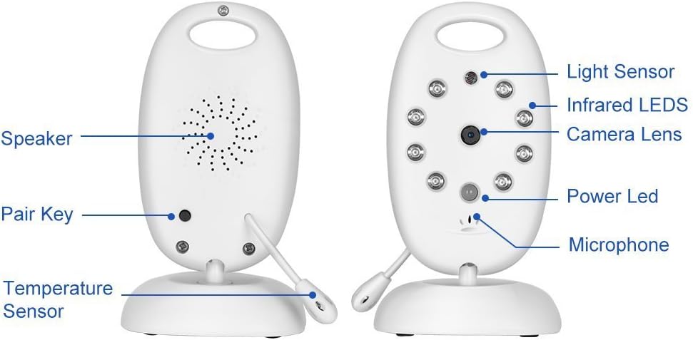 GHB Baby Monitor Video Baby Monitor  with Camera Wireless Baby Monitor 2.0" LCD Display Baby Lullaby Night Vision Temperature Monitoring 2 Way Talk