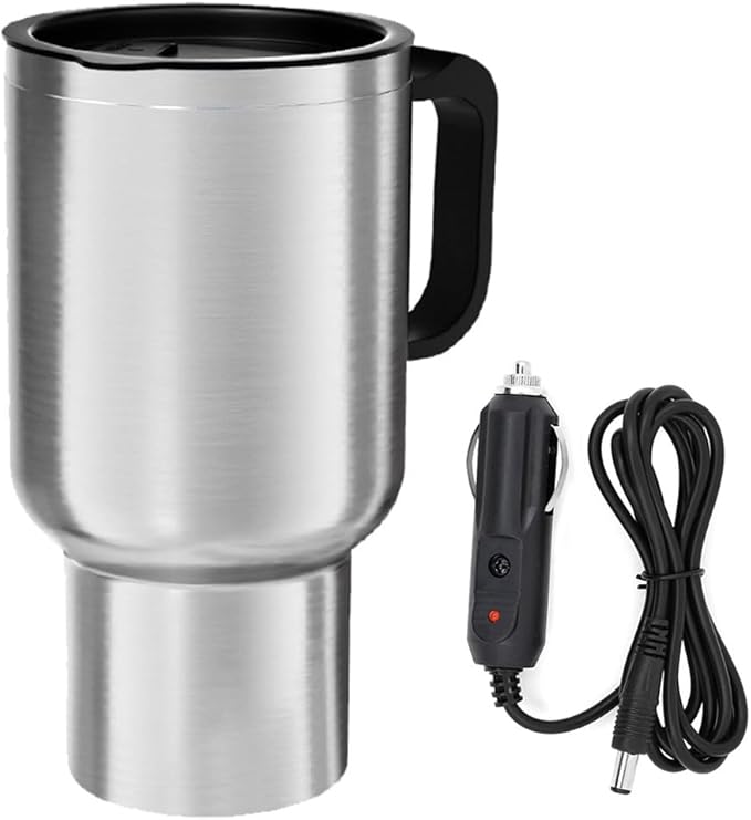 450ml Insulated Bottles, Car Electric Kettle 12V Car Heating Cup Stainless Steel Insulated Cup Reusable Water Bottle Travel Mug Coffee Mug Double Layer Vacuum Insulation Kettle