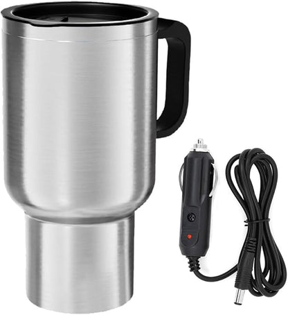 450ml Insulated Bottles, Car Electric Kettle 12V Car Heating Cup Stainless Steel Insulated Cup Reusable Water Bottle Travel Mug Coffee Mug Double Layer Vacuum Insulation Kettle