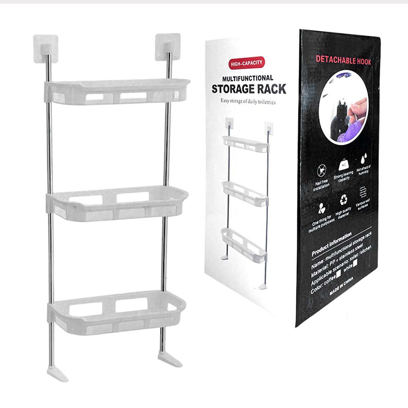 White Plastic Shelf 3 Tier Multifunctional Kitchen Bathroom Corner Shelf 3 Piece Bathroom Shelf Over Toilet