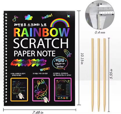 Magic Rainbow Scratch Paper Book – DIY Black Drawing & Painting for Kids