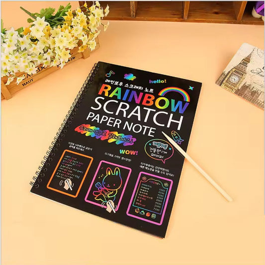 Magic Rainbow Scratch Paper Book – DIY Black Drawing & Painting for Kids