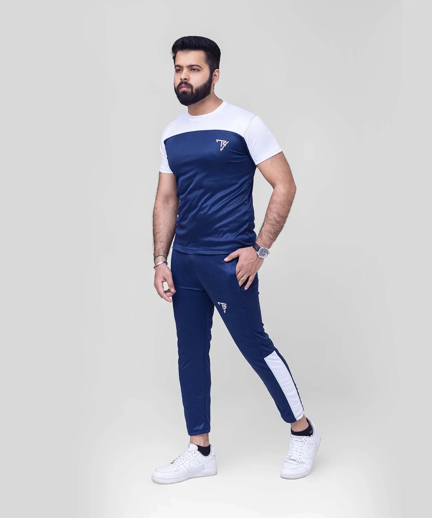 Navy Blue & White Men’s Tracksuit For Summer