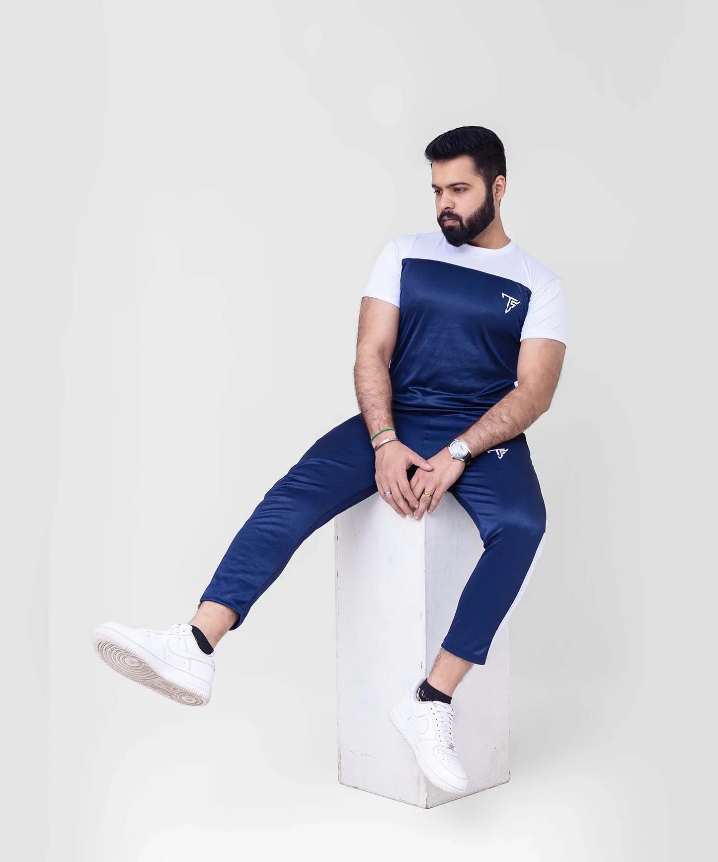 Navy Blue & White Men’s Tracksuit For Summer