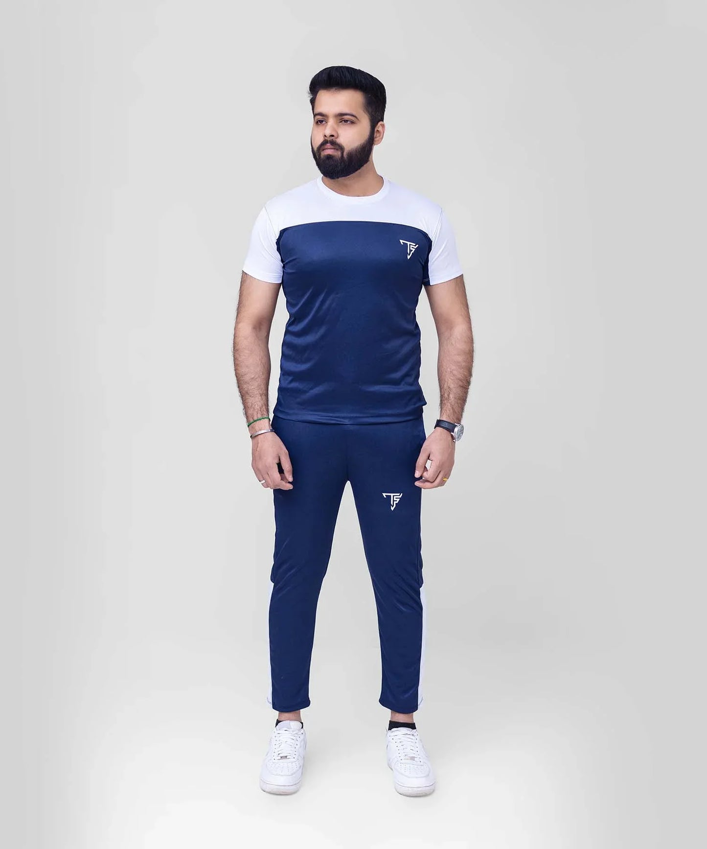 Navy Blue & White Men’s Tracksuit For Summer