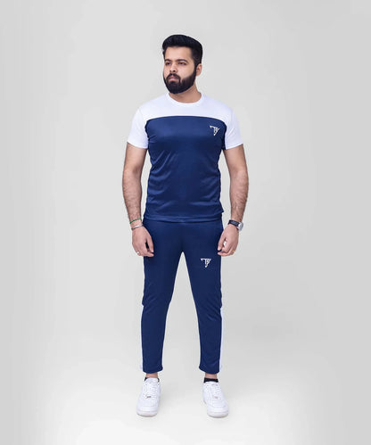 Navy Blue & White Men’s Tracksuit For Summer