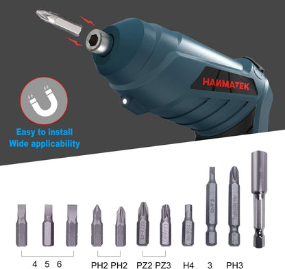 HANMATEK Rechargeable Cordless Screwdriver Kits with straight and pistol style Powerful Electric Screwdriver Small Screw Guns