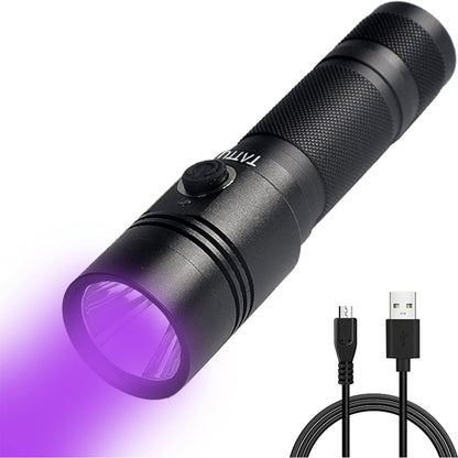 TATTU U1 UV Flashlight With 3,000mah Rechargeable Battery 395nm Black Light Torch Blacklight 5W Ultraviolet LED Lamp with Micro USB Charging Cable