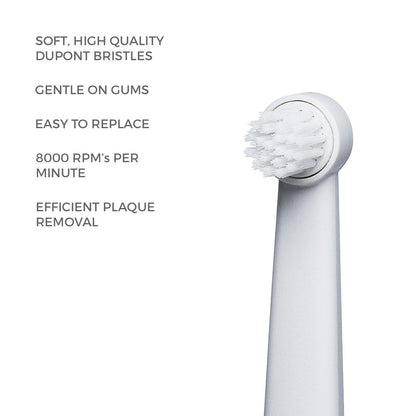 Bruzzoni Electric Toothbrush, White, Scandinavian Design Strong on Plaque Removal