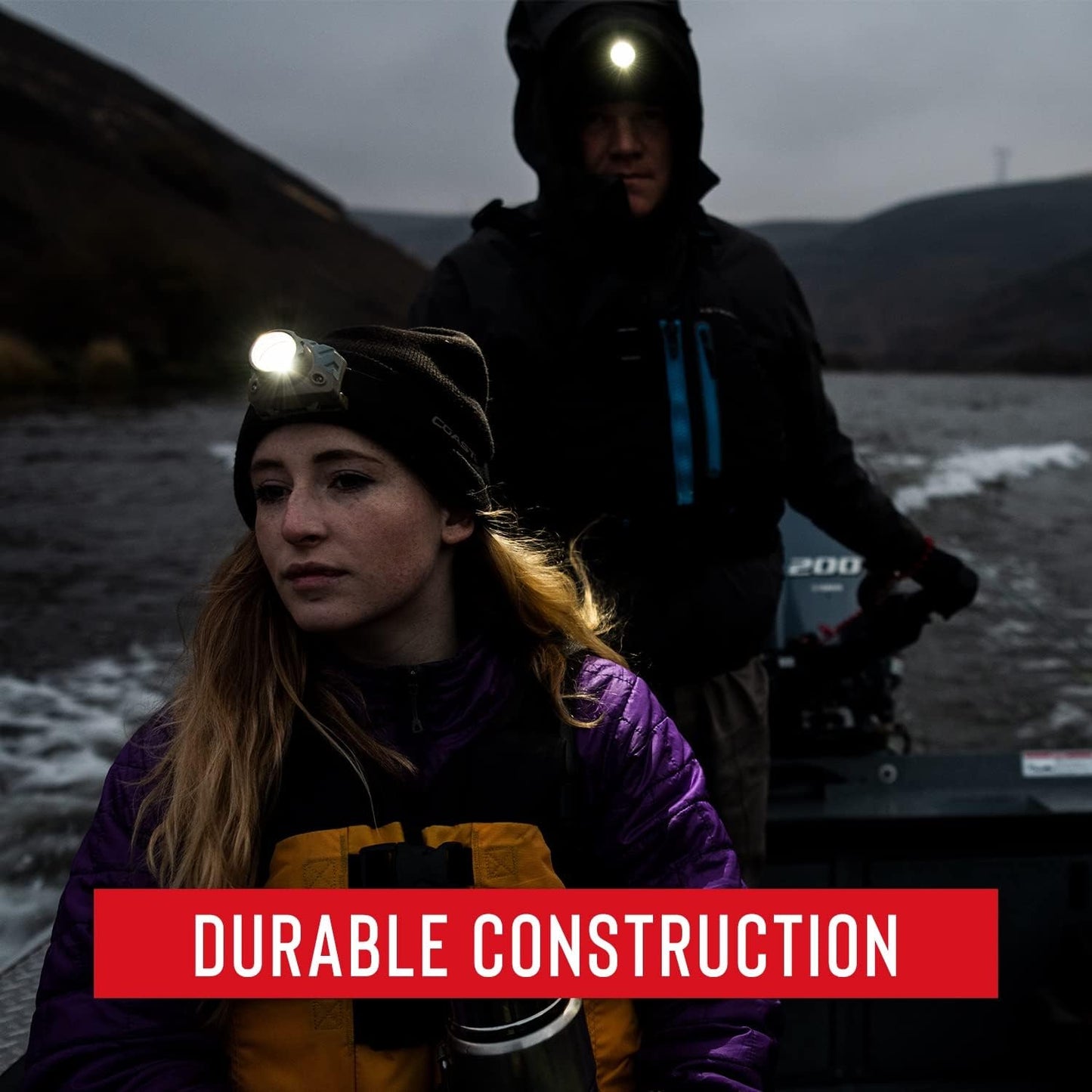 COAST® HL7 285 Lumen Utility LED Headlamp with Hinged Beam Adjustment and Hard Hat Compatibility with TWIST FOCUS™, Black