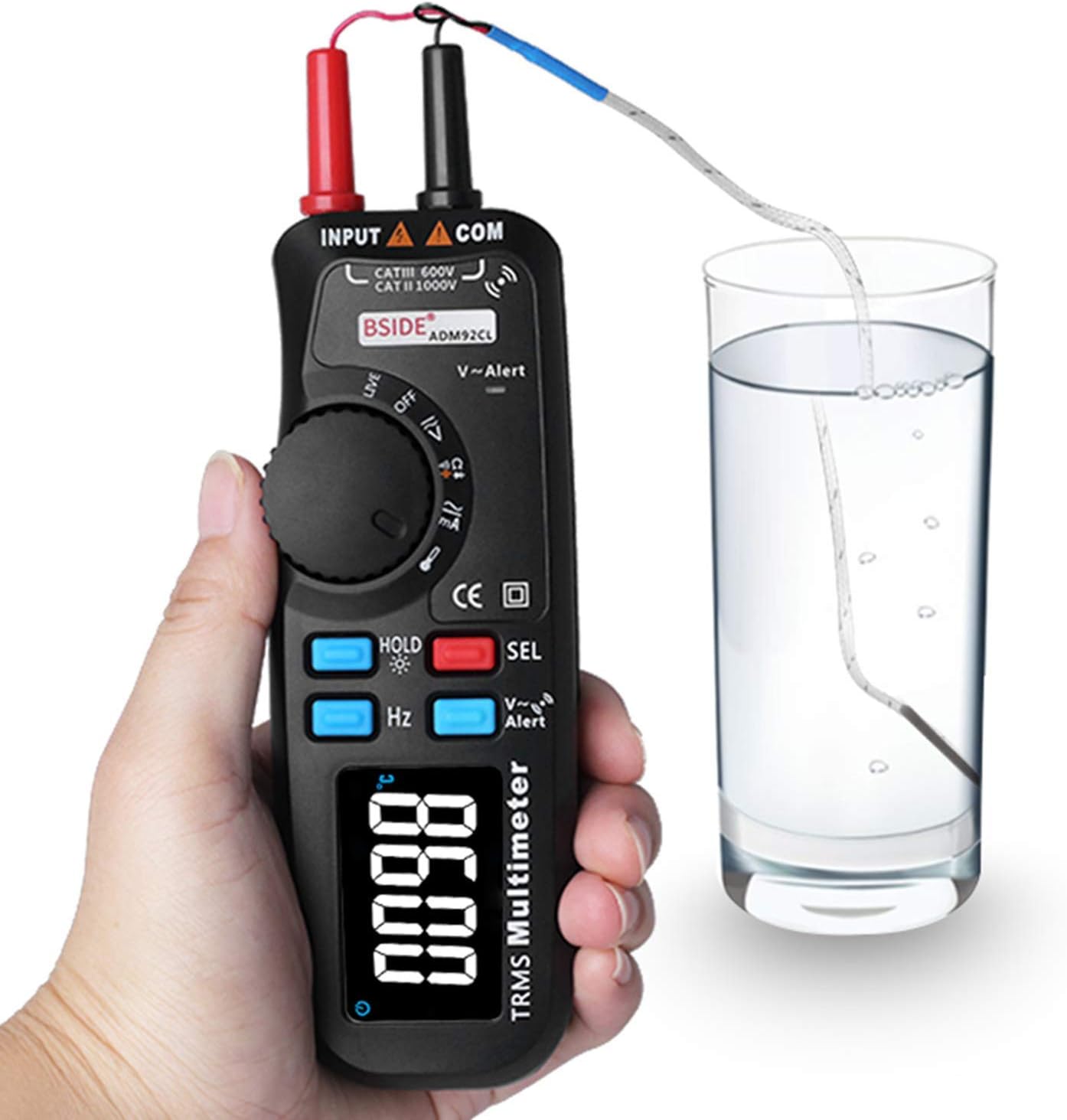 Digital Multimeter Color  Display Auto Range 6000 TRMS Tester with Live Wire Check Temp Hz ohm Diode Meter ADM92CL