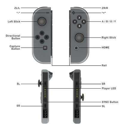 Joy Cons for Switch Nintendo, Replacement for Nintendo Switch Controller, Wireless Left and Right Joy Cons for Switch Nintendo Support Dual Vibration/Wake-up/Screenshot