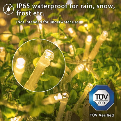 koopower 36ft long 100 LED Battery Operated String Lights with Timer on IP65 Waterproof Clear String for Outdoor and Indoor Use (8 Modes, Warm White)