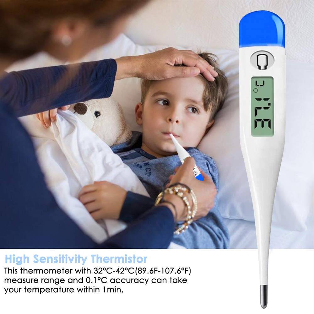 HK-901 | Digital Thermometer | Accurate, Fast, Easy to Read Digital Body Thermometers Adult Medical Digital LCD Temporal Thermometer Oral, Rectal, Underarm Thermometer Waterproof Basal Thermometer for Adults, Baby or Kids or Pet