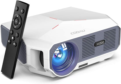 Projector, COOAU A4300 5500 Lumens Home Video Projectors, Support 1080P and 200" Screen Playing with Hi-Fi Speakers, Compatible with TV Stick/Phone/Laptop/DVD Player