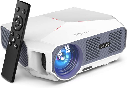 Projector, COOAU A4300 5500 Lumens Home Video Projectors, Support 1080P and 200" Screen Playing with Hi-Fi Speakers, Compatible with TV Stick/Phone/Laptop/DVD Player