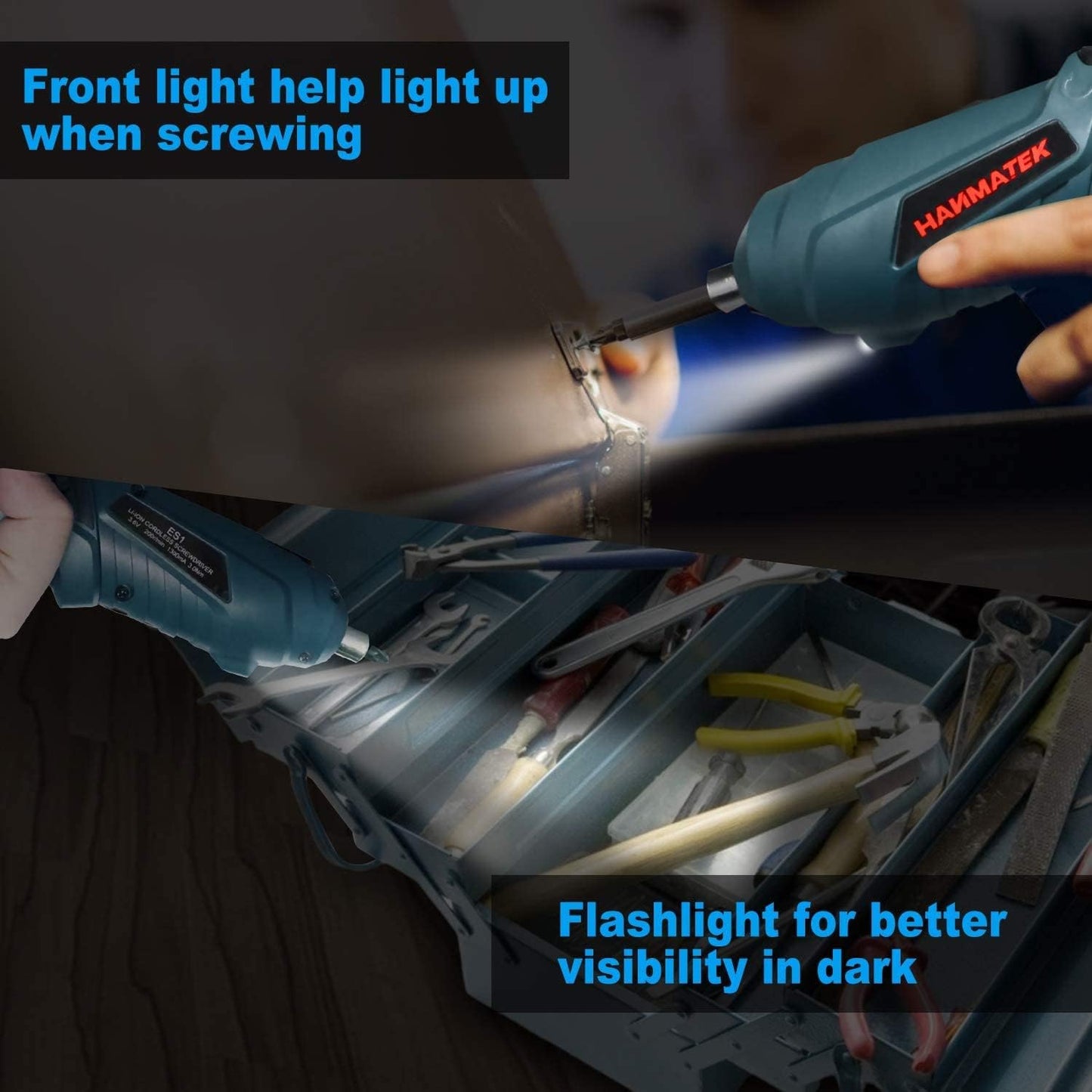 HANMATEK Rechargeable Cordless Screwdriver Kits with straight and pistol style Powerful Electric Screwdriver Small Screw Guns