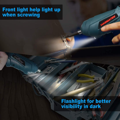 HANMATEK Rechargeable Cordless Screwdriver Kits with straight and pistol style Powerful Electric Screwdriver Small Screw Guns