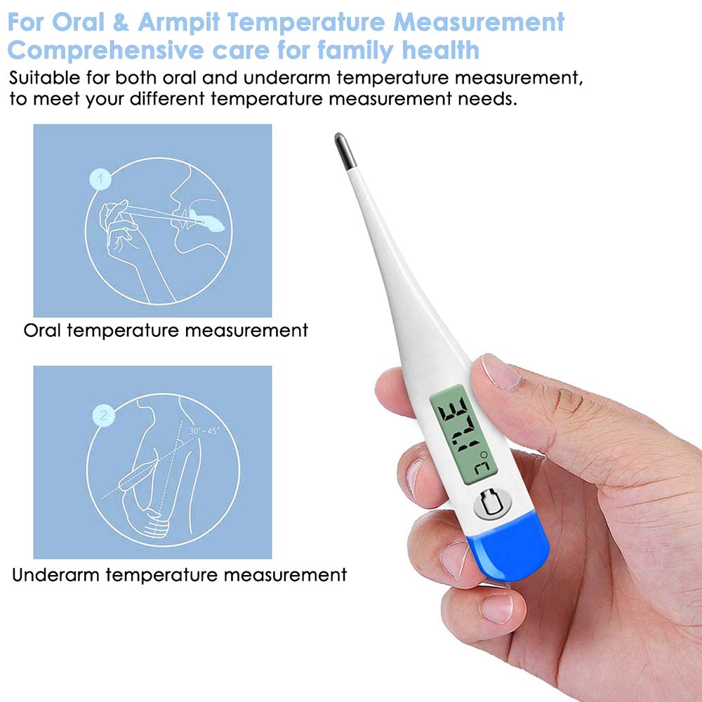 HK-901 | Digital Thermometer | Accurate, Fast, Easy to Read Digital Body Thermometers Adult Medical Digital LCD Temporal Thermometer Oral, Rectal, Underarm Thermometer Waterproof Basal Thermometer for Adults, Baby or Kids or Pet