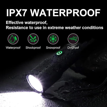Rechargeable Flashlight High Lumens with USB Cable,Small Pocket Bright Led Tactical Flashlights Powerful with 7 Modes & Waterproof,Emergency Handheld Torch for Home and Camping
