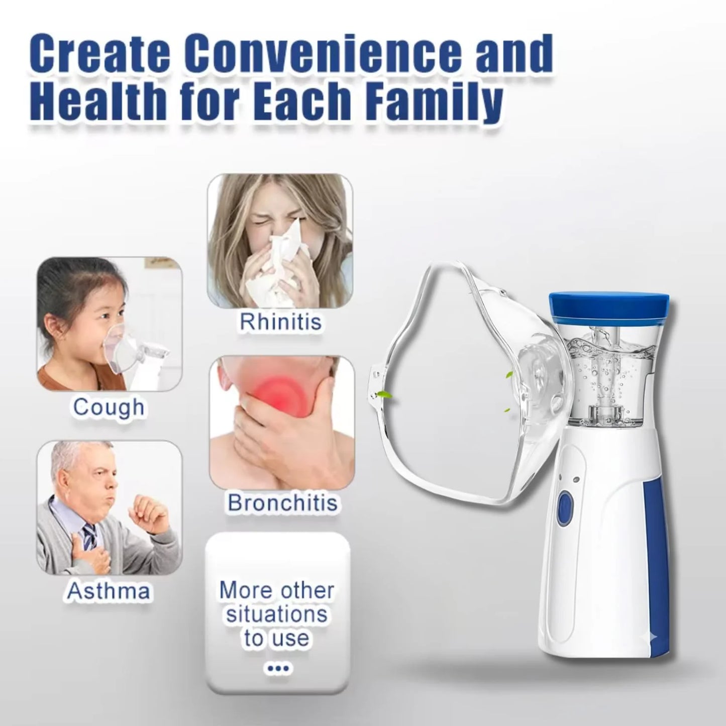 Nebulizer - Portable Mesh Nebulizer for Adults & Kids, Handheld Nebulizer with Low Noise, Fast Mist Therapy for Cough, Cold & Asthma, Portable Nebulizer for Home Use, Nebulizer, Mesh Inhalators