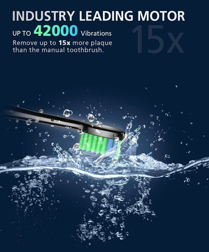 Sonic Electric Toothbrush for Adults, Wireless Rechargeable Power Toothbrush, 8 Brush Heads & Travel Case,One Charge for 60 Days