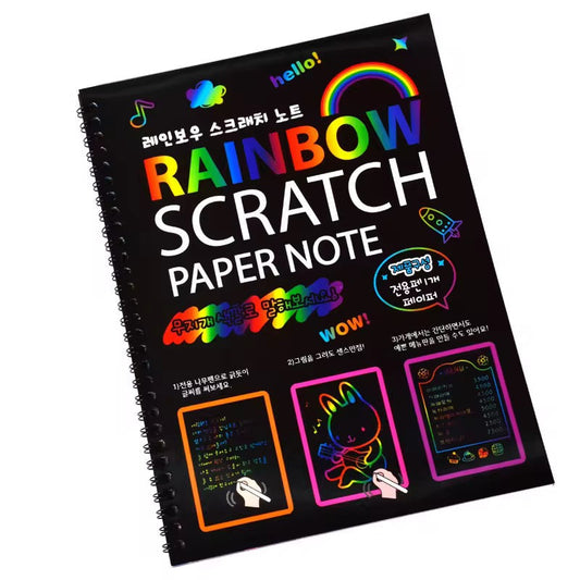 Magic Rainbow Scratch Paper Book – DIY Black Drawing & Painting for Kids