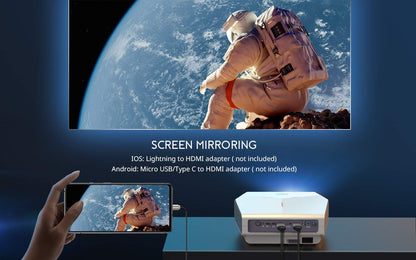 Projector, COOAU A4300 5500 Lumens Home Video Projectors, Support 1080P and 200" Screen Playing with Hi-Fi Speakers, Compatible with TV Stick/Phone/Laptop/DVD Player