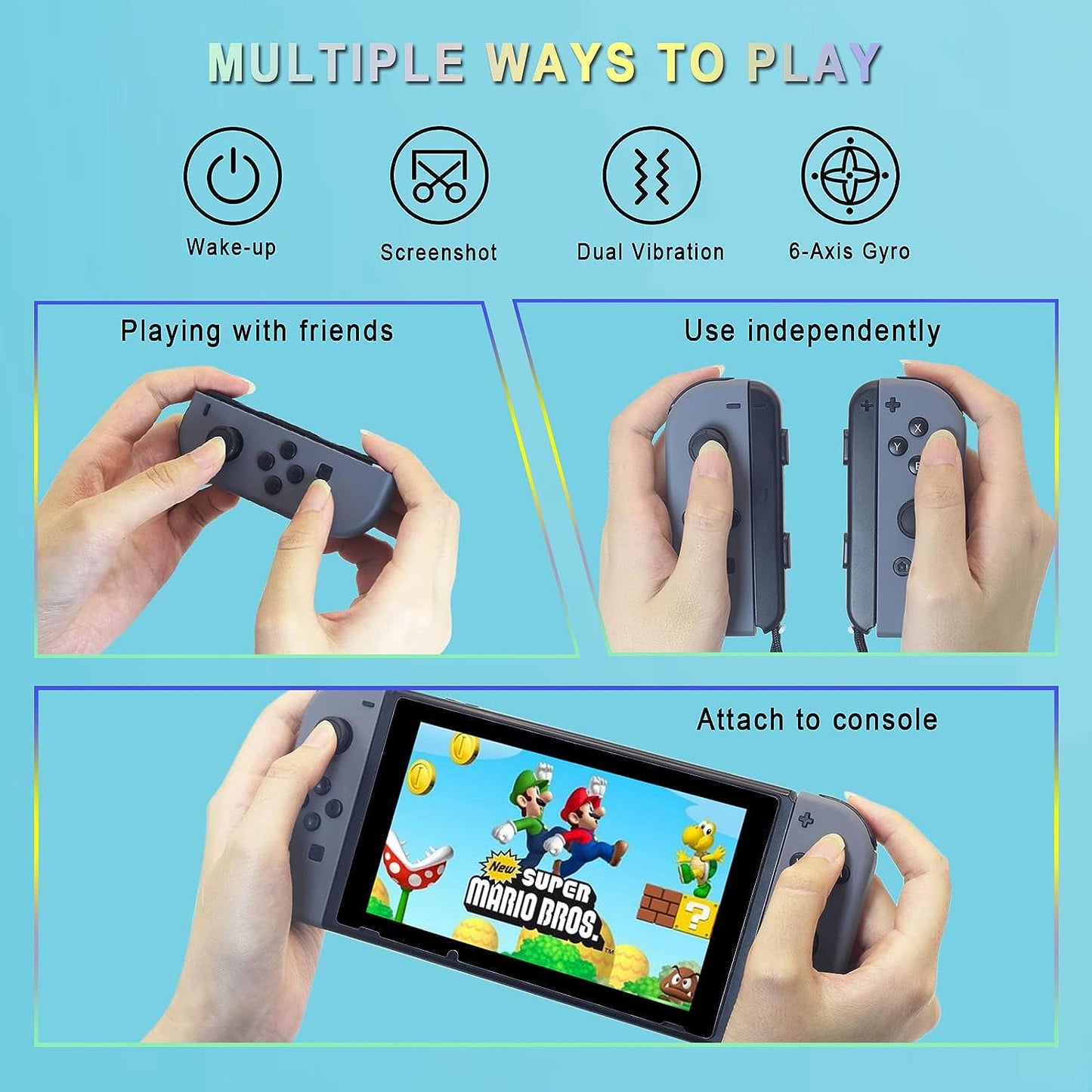 Joy Cons for Switch Nintendo, Replacement for Nintendo Switch Controller, Wireless Left and Right Joy Cons for Switch Nintendo Support Dual Vibration/Wake-up/Screenshot