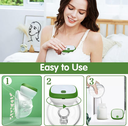 Breast Pump, Hands-Free  Wearable Electric Breast Pump Portable Rechargeable LED Display Breastfeeding Breast Pump 3 Modes with 28mm 24mm 21mm Flanges (Green White)