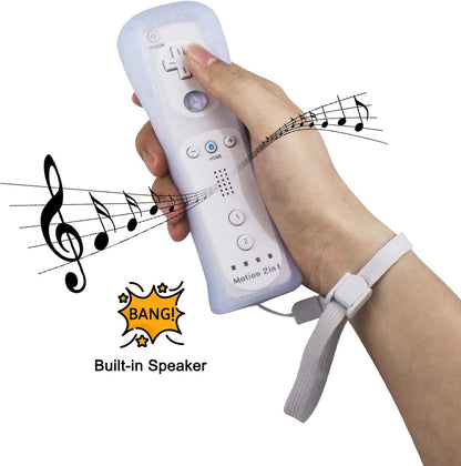 2 Pack Wii Remote Controller with Motion Plus, Wireless Controller for Nintendo Wii and Wii U, with Silicone Case and Wrist Strap, No Nunchucks