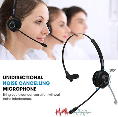 BH-M97 On Ear Headset Bluetooth 5.0 Wireless Headphones Call Center Earphone with Noise Cancelling Microphone Adjustable Headband Control with Charging Dock