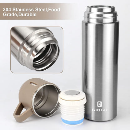 Gift Pack Set Stainless Steel Vacuum Flask Set with 3 Steel Cups Combo Coffee Hot Drink and Cold Water Flask Ideal Gifting Travel Friendly Latest Flask Bottle for Hot and Cold Drink Flask Bottle 500ml