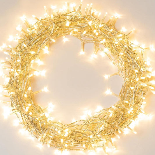 koopower 36ft long 100 LED Battery Operated String Lights with Timer on IP65 Waterproof Clear String for Outdoor and Indoor Use (8 Modes, Warm White)