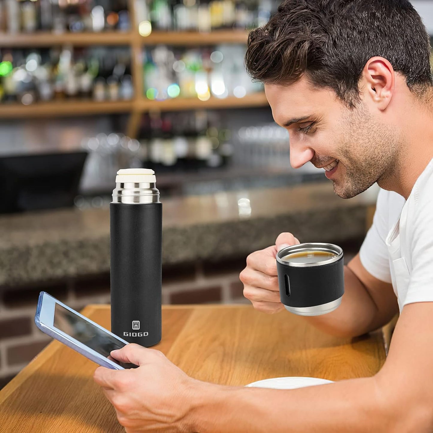 Gift Pack Set Stainless Steel Vacuum Flask Set with 3 Steel Cups Combo Coffee Hot Drink and Cold Water Flask Ideal Gifting Travel Friendly Latest Flask Bottle for Hot and Cold Drink Flask Bottle 500ml