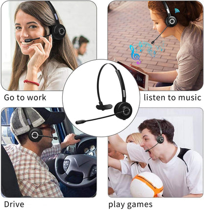 BH-M97 On Ear Headset Bluetooth 5.0 Wireless Headphones Call Center Earphone with Noise Cancelling Microphone Adjustable Headband Control with Charging Dock