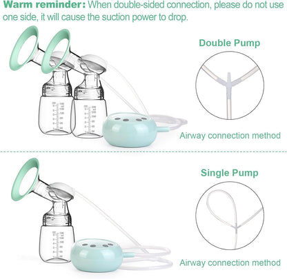 Double Electric Breast Pumps Portable - Electric Breastfeeding Pumps 3 Modes 9 Levels LCD Display Rechargeable Breast Milk Pump, BPA Free, Green （24mm Flange）