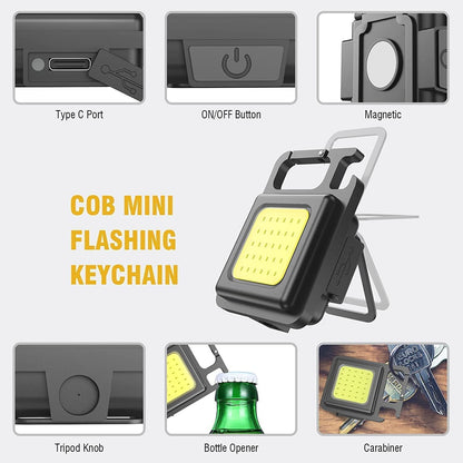 Small Flashlight, Keychain Work Light, USB Rechargeable, Mini LED Handheld Flashlight, 3 Light Modes Portable Pocket Light for Valentine's Day Gift Camping Emergency Fishing, Metal