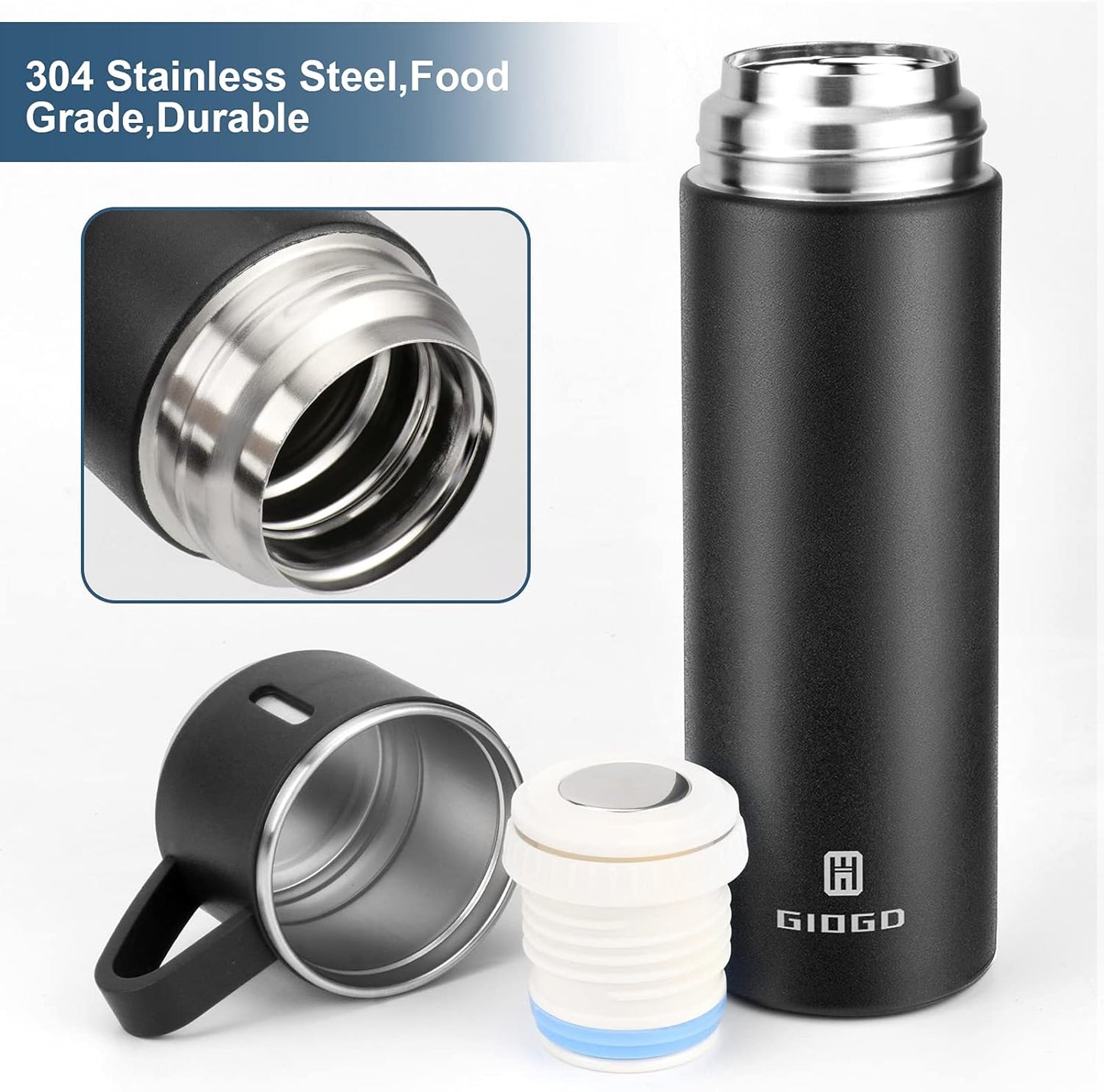 Gift Pack Set Stainless Steel Vacuum Flask Set with 3 Steel Cups Combo Coffee Hot Drink and Cold Water Flask Ideal Gifting Travel Friendly Latest Flask Bottle for Hot and Cold Drink Flask Bottle 500ml