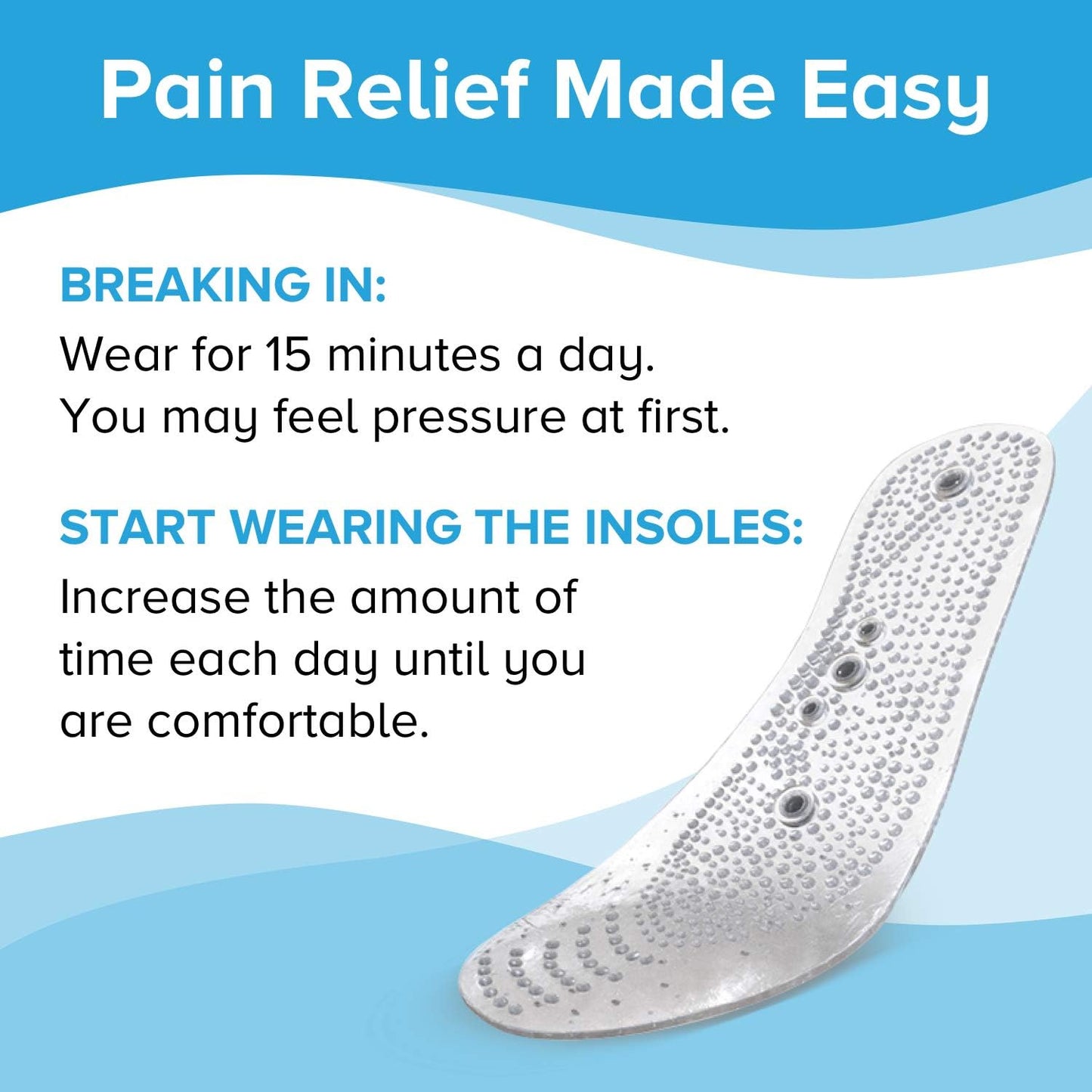 MindInSole Acupressure Magnetic Massage Foot Therapy Reflexology Pain Relief Shoe Insoles 1 Pair Washable One Size Fits All Men and Women