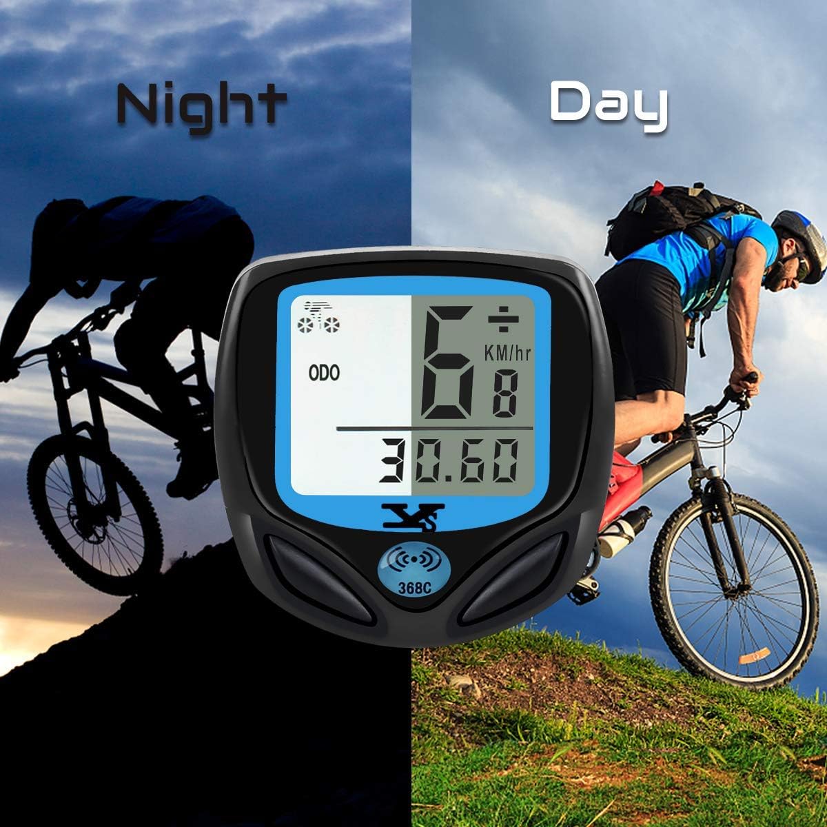 DINOKA Bike Speedometer Waterproof Wireless Bicycle Computer Bike Computer and Cycling Odometer with Automatic Wake-up Multi-Function LCD Backlight Display