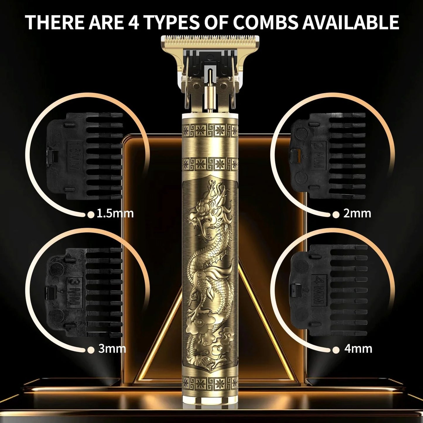 Beard Trimmer for Men-Hair Clippers for Men-Cordless Rechargeable Hair Clipper and Trimmer-Beard Shaver Barbershop（Gold）