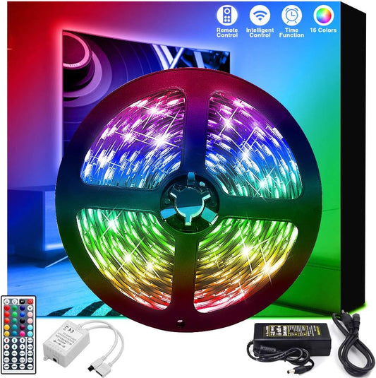 LETOUR LED Strip Lights RGB Color Changing 16.4Ft 5m with 44 Keys Remote Controller 12V Power Supply 300 LEDs Tape Lights 5050 RGB Kit for Bedroom/Living Room/Kitchen/DIY Decoration