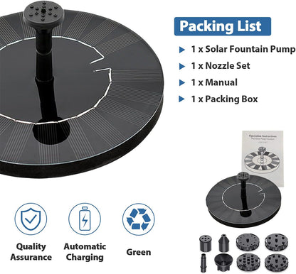 Untimaty 3.5W Solar Fountain Pump,  Solar Water Pump Floating Fountain Solar Bird Bath Fountain Pump with Battery and 6 Nozzles for Bird Bath Pond Pool Garden Fish Tank