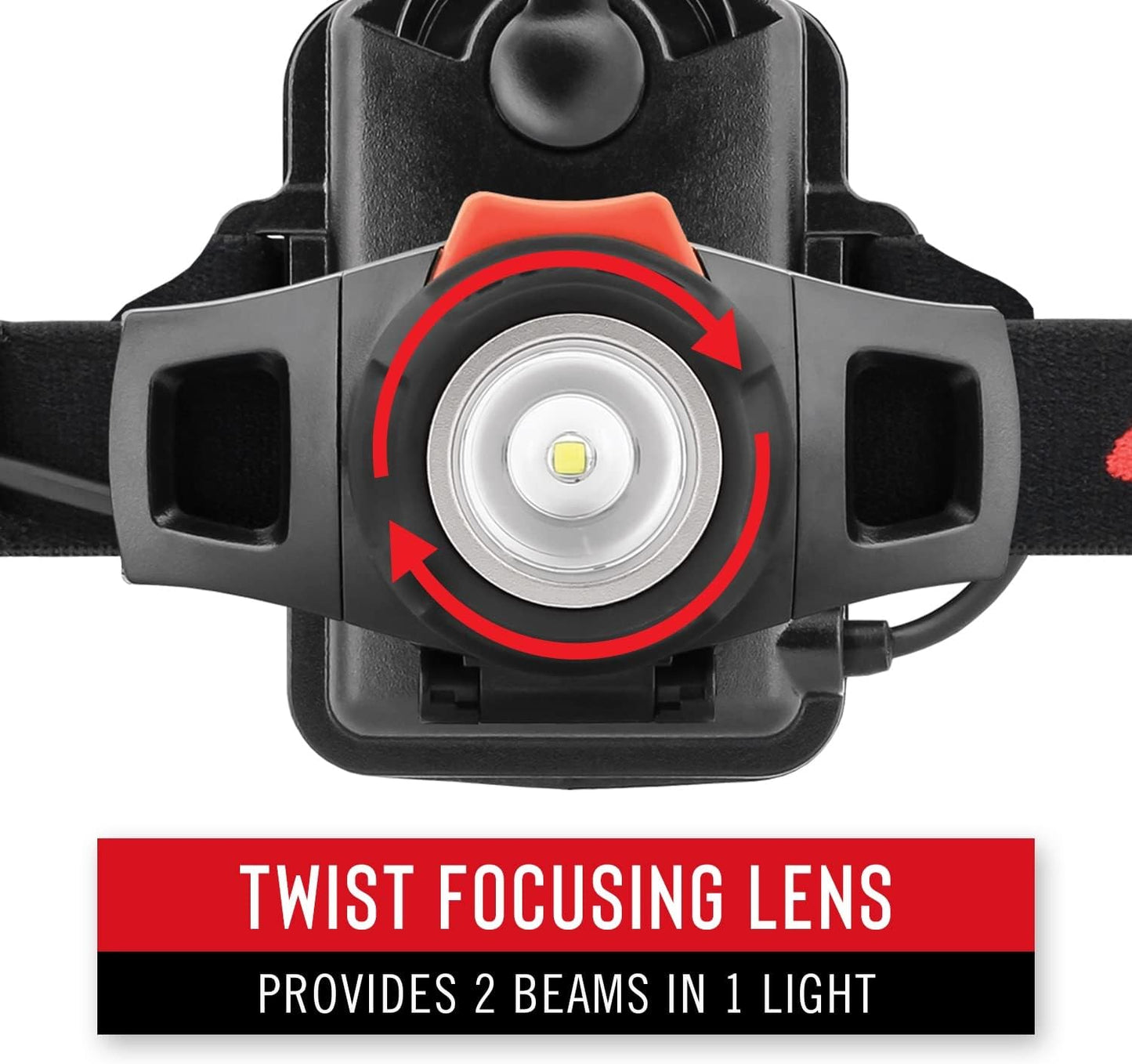 COAST® HL7 285 Lumen Utility LED Headlamp with Hinged Beam Adjustment and Hard Hat Compatibility with TWIST FOCUS™, Black