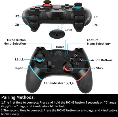 Switch Controller, Wireless  Pro Controller for Switch/Switch Lite/Switch OLED, Switch Remote Gamepad with Joystick, Adjustable Turbo Vibration, Ergonomic Non-Slip