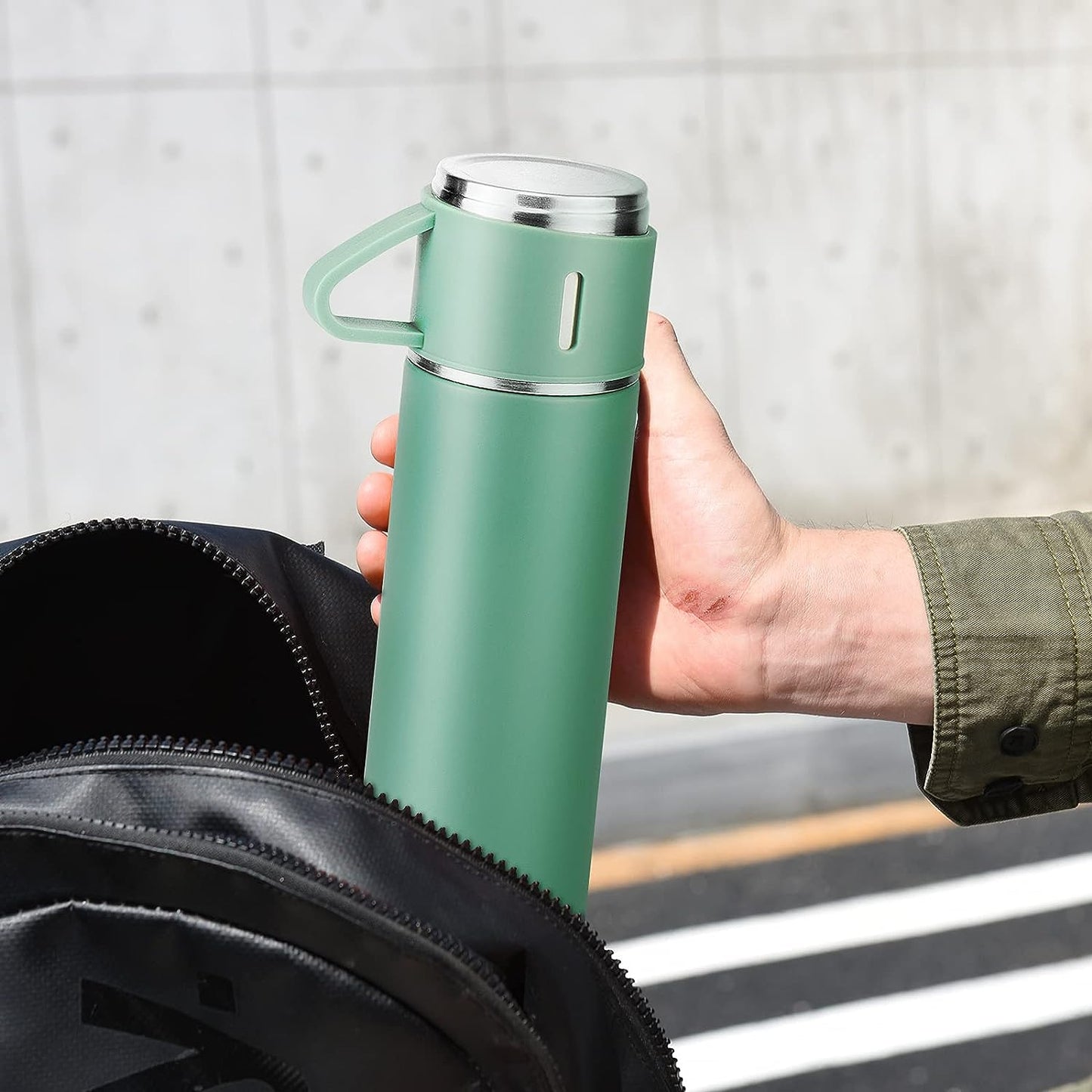 Gift Pack Set Stainless Steel Vacuum Flask Set with 3 Steel Cups Combo Coffee Hot Drink and Cold Water Flask Ideal Gifting Travel Friendly Latest Flask Bottle for Hot and Cold Drink Flask Bottle 500ml